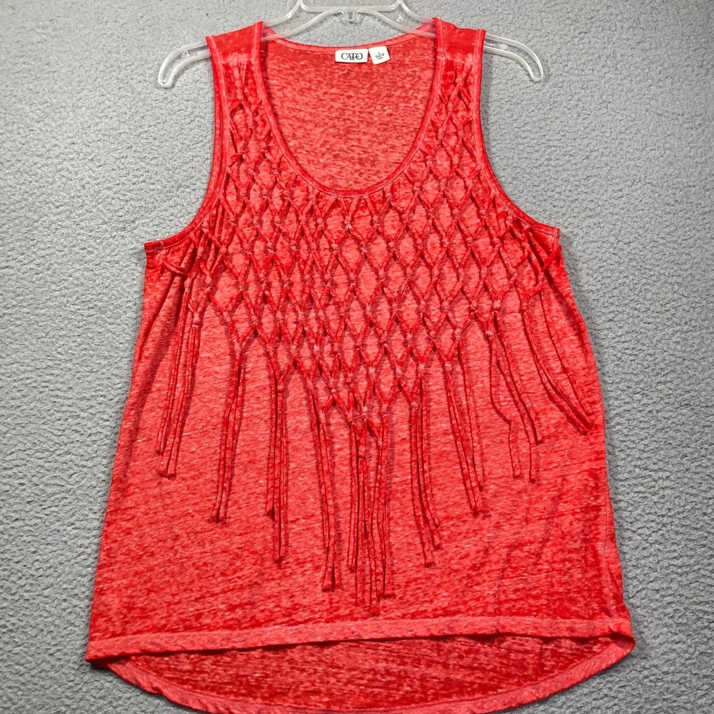 Cato Sleeveless Top Women's Large Orange Boho Hippie Stretch Lightweight